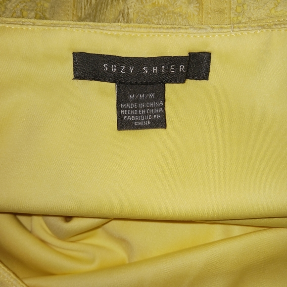 New Yellow Lace Sweetheart Neck Spaghetti Strap Dress - Picture 7 of 8
